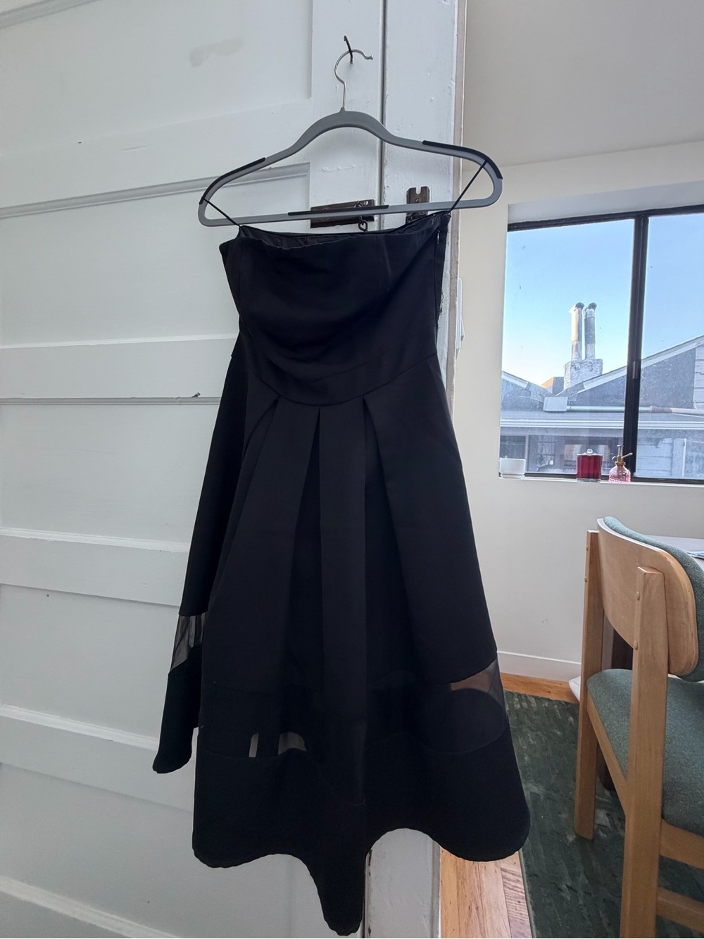 Express Strapless Black A-Line Midi Dress